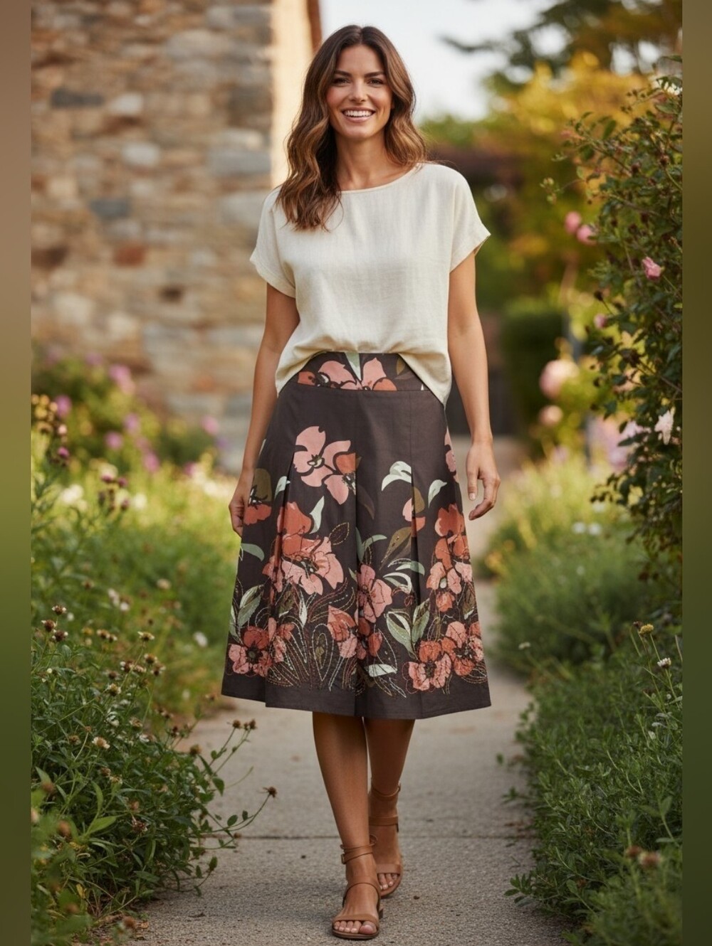 VTG Talbots Silk Blend Floral Embellished Skirt 10 Beaded Sequin Fairy Whimsical